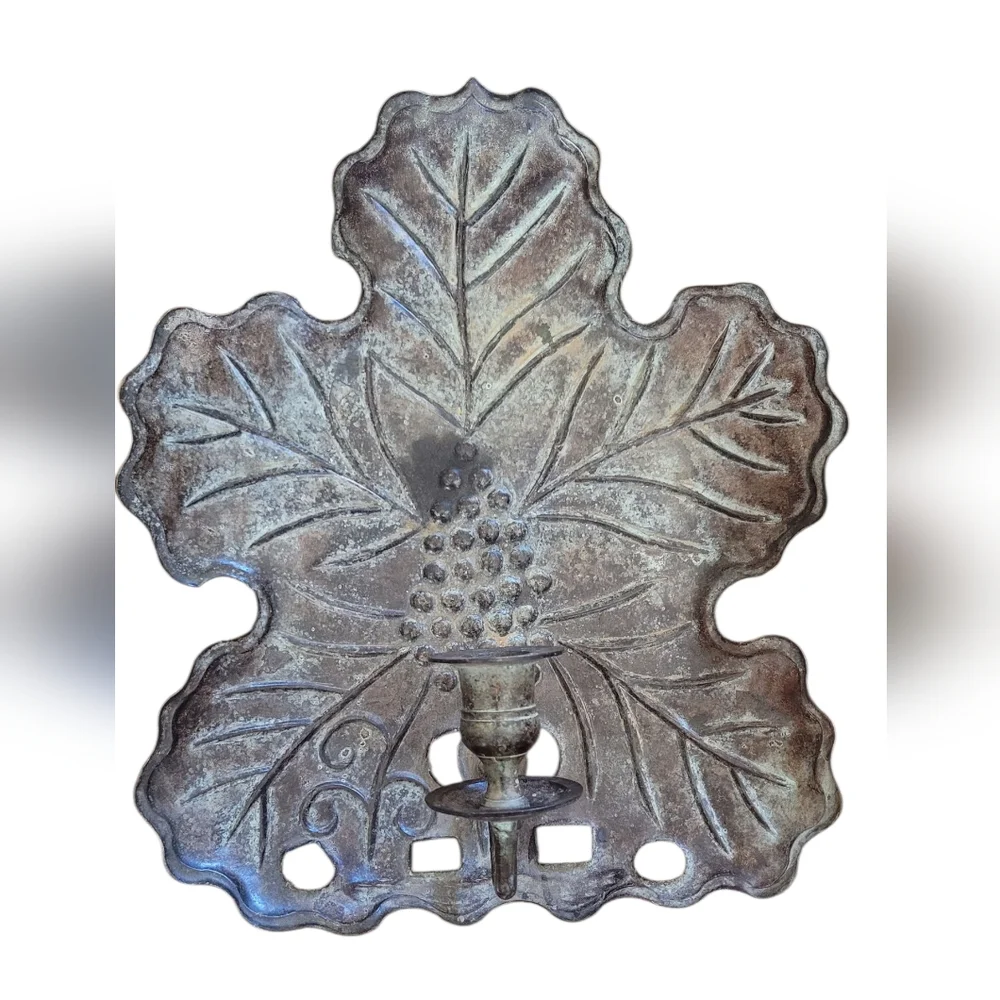 Vintage Candle Wall Sconce Grape Leaf